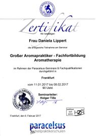 Zertifikat, großer Aromapraktiker, Daniela Lippert, Heilpraktikerin, Goldbach